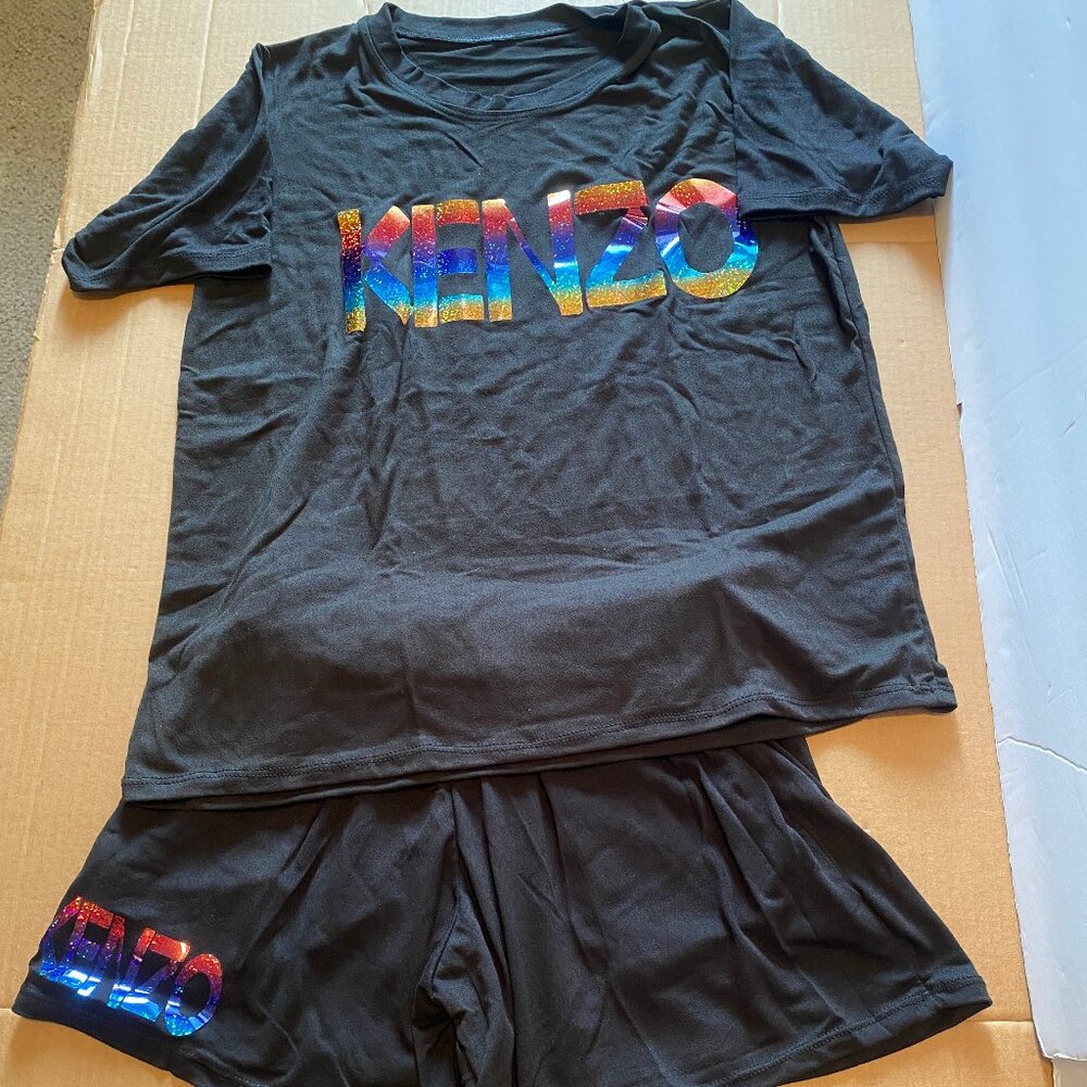 Kenzo Women's PJ Loungewear Set Small Short Pants Black Pajamas Small